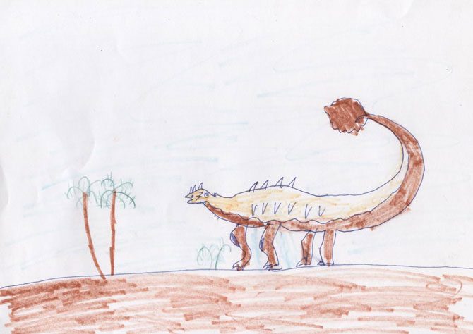 Пинакозавр жил в меловом периоде. Он был травоядным. Его тело было покрыто бронёй. А на хвосте этого ящера была костяная булава.