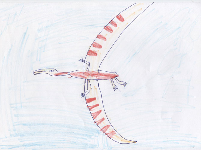 Птеродактиль (обычный) питался рыбой. Мог лазить по деревьям и летать благодаря крыльям. Птеродактиль – это не птица, а летающая рептилия.